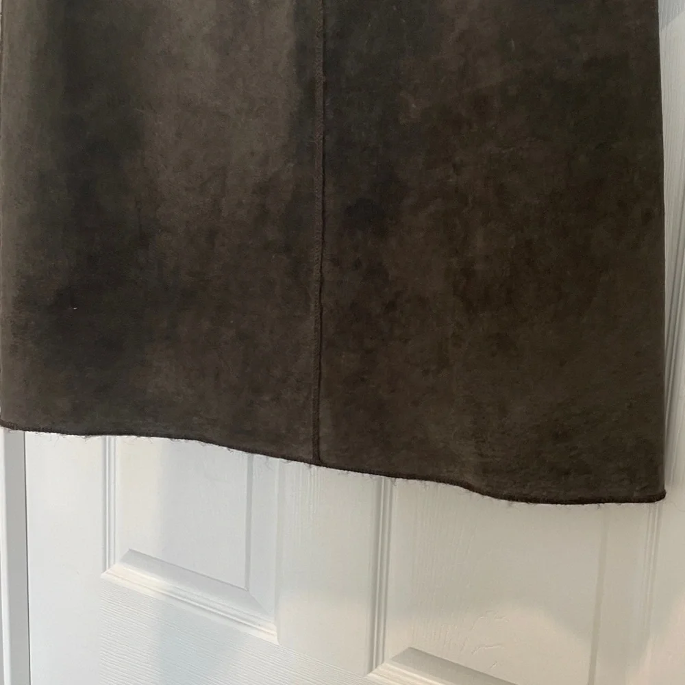 Etcetera Brown Suede Leather A-Line Skirt size 6